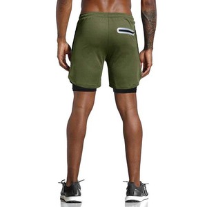 Shorts Bermuda Homme Gris Uni avec Cordon de Serrage, Respirants, Décontractés, pour la Gym et l'Entraînement, Taille Mi-Haute, en Tissu Polyester Tissé - Product Image 2
