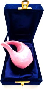 Urnes funéraires décoratives en aluminium de forme ronde rose, faites à la main, avec boîte en velours, fournitures funéraires en gros - Product Image 3