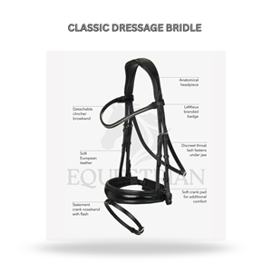 Bridon de dressage classique taille adulte, bridon d'équitation anglais pour la performance de dressage - Product Image 2