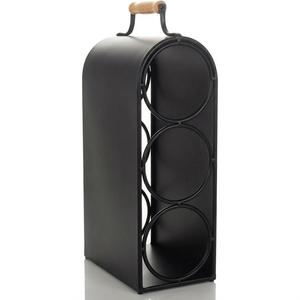 Porte-bouteilles à vin moderne en métal noir sur pied, support de rangement pour bouteilles de vin en fer pour comptoir de cuisine ou bar - Product Image 3