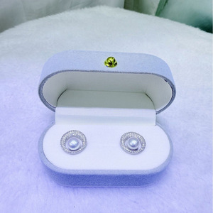 Boucles d'oreilles en argent avec perles d'eau douce Zhuji 7-8 mm, polyvalentes, élégantes, en argent pur, bijoux en perles d'eau douce - Product Image 1