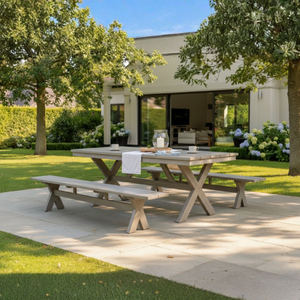 Mesa de Comedor Moderna de Madera, Diseño Minimalista, Muebles de Exterior para Patio o Uso Doméstico - Product Image 1