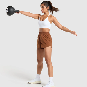Shorts en maille vierges de haute qualité pour femmes, personnalisables, en polyester, pour la gym, 5 pouces, avec poches zippées - Product Image 6