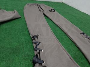 Pantalon de survêtement évasé pour femme, 100% coton, broderie vieillie, couleur unie, confortable, avec logo personnalisé, vente en gros - Product Image 3