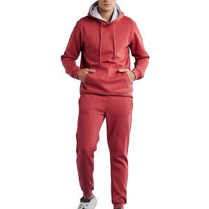 Conjunto Deportivo Casual de Invierno para Hombre, Talla Grande, Sudadera con Capucha y Pantalones Deportivos con Logotipo Estampado, Forro Polar, Colores Personalizados - Product Image 2