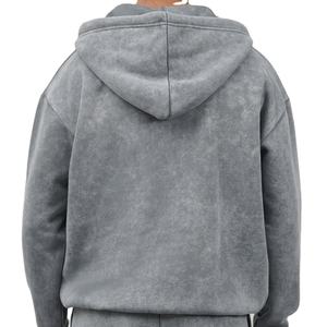 100% coton lavage à l'acide polaire sweats à capuche pour hommes solide motif fermeture éclair bases pour hiver col à capuche personnalisation conception Logo - Product Image 2