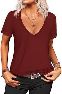 V-Neck T Shirts Quick Dry Basic Women's Protection Athletic Summer <b>Tops</b> Solid Knitted Plain Dyed - Product Image 1