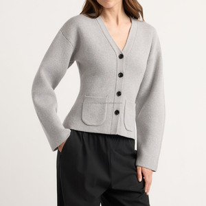 Best Quality New Arrival Fall Winter Casual <b>Long</b> Sleeve Solid Color Knitted Wool/Acrylic Covered Button <b>Cardigan</b> Sweater <b>for</b> - Product Image 4