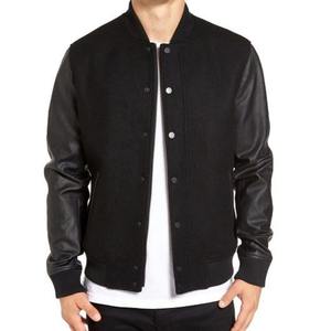 Vestes universitaires en laine en gros avec manches en cuir de vache blanc véritable pour hommes - Product Image 5