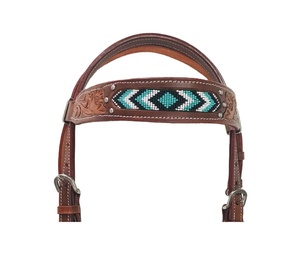 Serre-tête de cheval occidental de qualité supérieure sculptée à la main éperons équestres avec perles Logo personnalisé pour l'équitation - Product Image 3