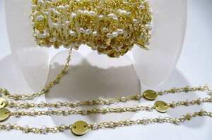 Perles Rondelles Facettées en Nacre Naturelle 3-4mm, Chaîne de Rosaire avec Pièce Métallique et Pierre Précieuse - Product Image 6