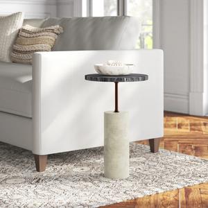 Mesa de Centro de Lujo con Pedestal de Mármol y Tapa Redonda de Piedra, Base Metálica Elegante y Compacta para Salas de Estar de Alta Gama - Product Image 3