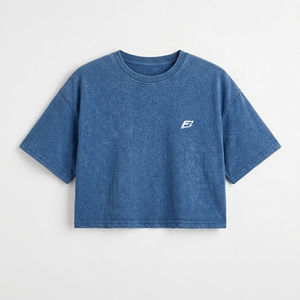 Custom Y2k Streetwear women's shirt Vintage Washed Dropped Shoulder Crop <b>Top</b> High Quality Summer Trendy Fashion Regular Fit - Product Image 5