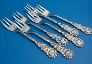 Luxury Vintage Silver <b>Fork</b> with Rose Design Handle - Antique <b>Fork</b> Set 6-Piece Elegant Dining Utensils Royal Design - Product Image 4