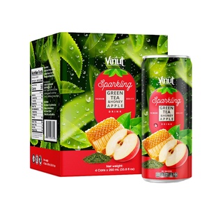 Boissons gazeuses 250 ml Thé vert & pomme au miel Boisson faible en glucides Développement OEM ODM Fabricant de boissons en marque blanche - Product Image 1