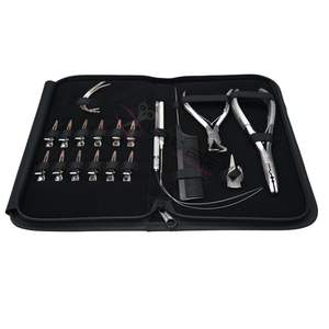 Kit d'outils professionnels pour extensions de cheveux argentées avec dissolvant de micro-perles en acier inoxydable, outil de sertissage Microlink et pinces de séparation pour doigts - Product Image 1
