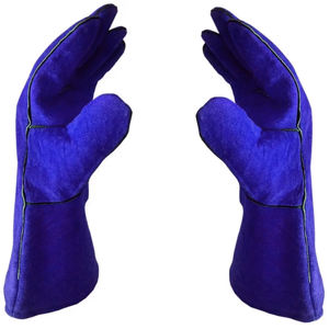 Gants de sécurité en cuir résistant à la chaleur, 14 pouces, entièrement texturés, durables, anti-chaleur, manchette droite, rouge - Product Image 4