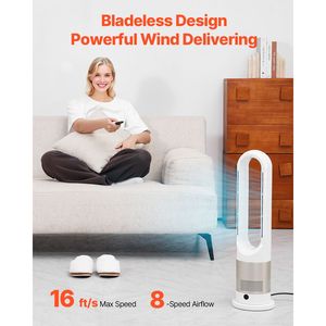 Ventilatore a Torre Senza Pale a 8 Velocità con Velocità di 16 Piedi/Secondo, Oscillazione di 80°, 3 Tipi di Spina - Product Image 3