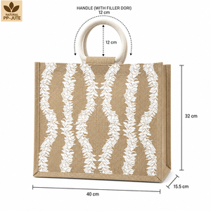 Bolsa de Playa de Yute Natural Laminada con Impresión Personalizada, 40x32x15.5cm, Asa Acolchada, Bolsa de Compras Reutilizable, Proveedor Mayorista OEM ODM - Product Image 2