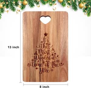 Cadeau de Noël pour femme : Planche à découper en bambou, plateau de charcuterie, décoration de cuisine, idées de cadeaux pour femme, bois - Product Image 3