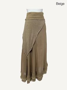 Falda Larga Maxi de Algodón Crudo Estilo Boho |   Falda de hada bruja con capas escalonadas |   Ropa para el Festival Gitano |   Falda cruzada estilo élfico para mujer - Product Image 4