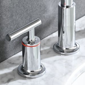 Rubinetto per lavabo bagno cromato a doppia maniglia da 8 pollici con scarico a scomparsa - Product Image 4