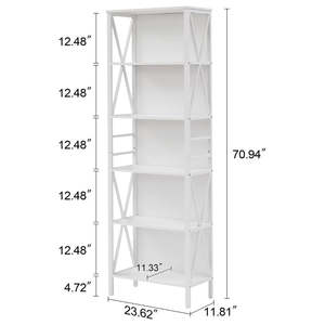 Étagère à livres moderne en métal blanc à 6 niveaux avec design en X pour le rangement et l'affichage dans le bureau à domicile, le salon ou comme meuble de rangement. - Product Image 1