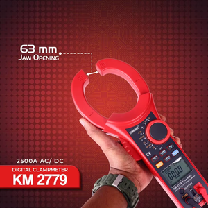 มิเตอร์วัดกระแสแบบหนีบดิจิตอล KM-2779 2500A TRMS รองรับการตรวจจับ EF พร้อมพอร์ต USB/PC สำหรับวัดค่าความจุ กระแสไฟฟ้ากระแสตรง อุณหภูมิ และความต้านทาน - Product Image 1
