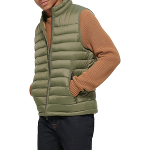Olive Green Puffer <b>Vest</b> for Men Winter Gilet Stand Collar Padded Waistcoat Sleeveless Bubble Jacket Bodywarmer - Product Image 2