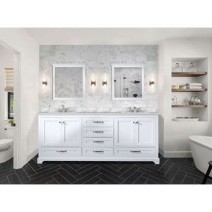 White Double Bath Vanity with Carrara Marble <b>Top</b> <b>80</b> In. W X 22 In. D Bathroom Vanities - Product Image 3