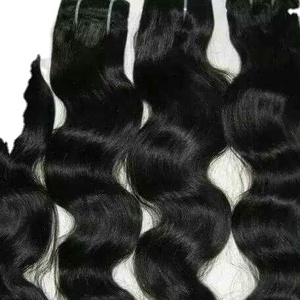 Perruques en cheveux humains indiens vierges Remy avec dentelle frontale, noir naturel, 12-30 pouces de long, styles ondulés et bouclés doux, matière première - Product Image 4