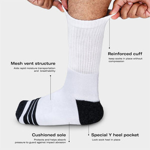 <b>Soft</b> Cotton Crew Cricket <b>Socks</b> with Cushioned Sole Anti-Slip Long Lasting Comfort for Spring Games & Bottom Logo Position - Product Image 3