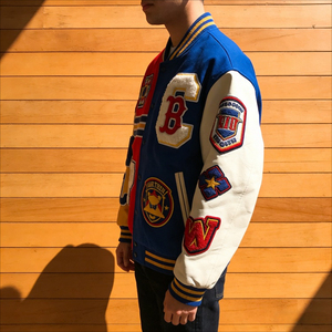 Veste de baseball personnalisée pour hommes, avec patchs en chenille brodés, col montant, veste de style Letterman, haute qualité - Product Image 4