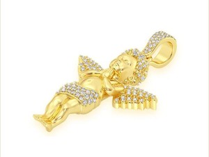 จี้เงินแท้ 925 ชุบทองประดับเพชรโมอิสซาไนต์รูปปีกนางฟ้าเด็กน้อย ดีไซน์สัญลักษณ์แห่งความสงบสุข ของ SHRAMAN JEWELS  ปรับความยาวได้ เหมาะสำหรับทั้งชายและหญิง - Product Image 3