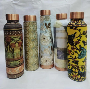 Round Shape Pure Copper Water <b>Bottle</b> with Hammered Finish Bulk Export Quality <b>Bottle</b> - Product Image 1