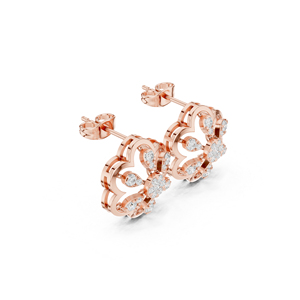 ต่างหูเพชรทรงกลม 14K ทองคำขาว เพชรเพาะเลี้ยงสำหรับผู้หญิง สวมใส่ทำงาน เพชรเพาะเลี้ยงใหม่ - Product Image 4