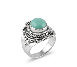 925 Sterling Silver Green Chrysoprase <b>Statement</b> <b>Ring</b> Vintage Boho Handmade Gemstone <b>Ring</b> Women Yellow Gold Rose Gold Plated <b>Ring</b> - Product Image 2
