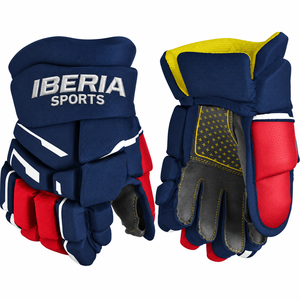 Guantes de Hockey sobre Hielo IBERIA Premium Azul Marino y Amarillo |   Guantes de Protección para Jugadores de Hockey |   OEM Personalizado al por Mayor - Product Image 4
