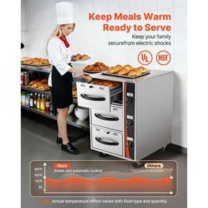 Scaldavivande Elettrico Commerciale a Tre Cassetti in Acciaio Inossidabile 85 18, Compatto e Indipendente, Attrezzatura per Mantenimento Calore - Product Image 2