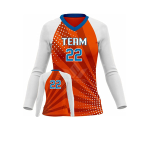 เสื้อวอลเลย์บอลแขนยาวสีเหลืองน้ำเงินสำหรับเยาวชน คอวี ระบายเหงื่อได้ดี แบบซับลิเมชั่น สำหรับทีม - Product Image 4