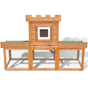 Cage à lapins en bois marron et vert, meuble élégant pour animaux de compagnie - Product Image 3