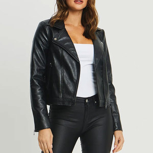 High Quality Fashionable Women's Winter Leather Jacket with Windproof Cropped Metal Zipper High Quality Leather Jackets - Product Image 1