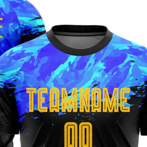 BAND BROTHERS Camiseta de fútbol azul y negra de alta calidad para hombre, uniforme deportivo de poliéster transpirable y ligero de manga corta - Product Image 4