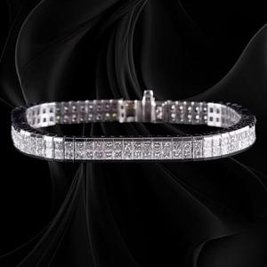 Pulsera de tenis con moissanita de corte princesa, plata de ley 925 con baño de rodio, joyería con incrustaciones, estilo hip hop, brillante, para fiesta, regalo de lujo para él y para ella - Product Image 1