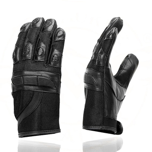 Guantes de Motociclismo Deportivos Samroz para Mujer, Negros, de Cuero y Malla - Product Image 4