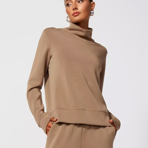 Women <b>Mock</b> <b>Neck</b> Sweatshirt Oversized Casual Pullover Fleece <b>Top</b> - Product Image 3