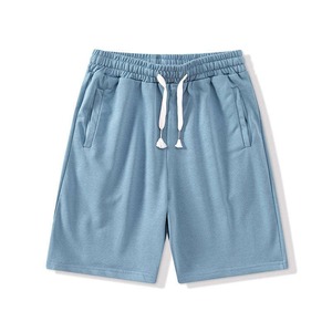 Shorts de sport décontractés pour hommes, personnalisables avec logo, 100 % coton, séchage rapide, taille élastique avec cordon de serrage, pour l'été, la gym et le streetwear - Product Image 3