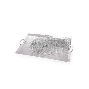 Luxury Modern <b>Silver</b> Plated Metal Handicraft Serving Tray Handles Rectangular <b>Mirror</b> Polished Platter for Hotel Wedding Party - Product Image 4