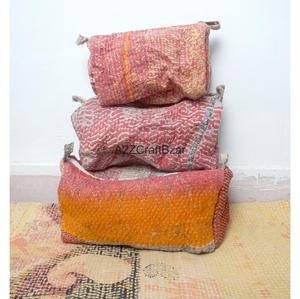 Eco-Friendly Daily Use for Bag Cotton Kantha Fabric Tassel Zipper Closure Indian Handmade Cosmetic Organizer for Women - Product Image 1