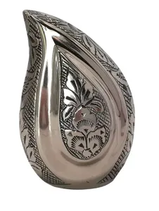 Antique Aluminum Tear Drop <b>Keepsake</b> Funeral Cremation Urn <b>Memorial</b> Ash Container Featuring Stylish Secure Top Design - Product Image 4